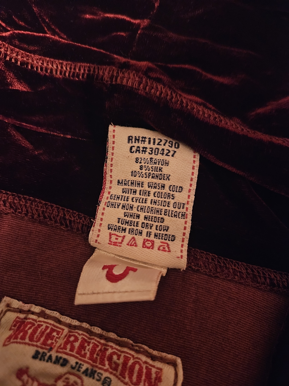 True Religion Jeans Burgundy Red Velour Hoodie - Picture 3 of 4